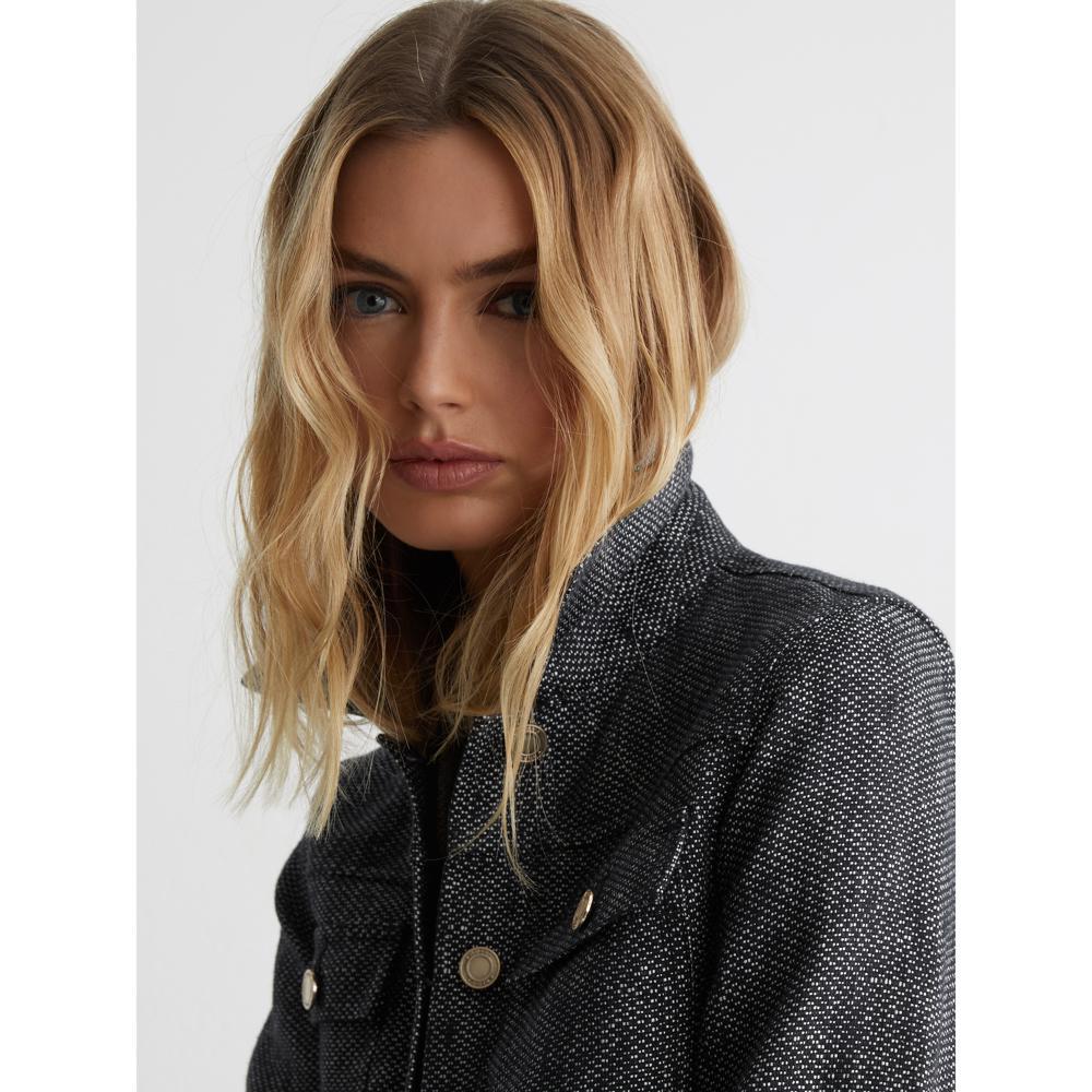 REISS Bree Linen-Cotton Woven Trucker Jacket